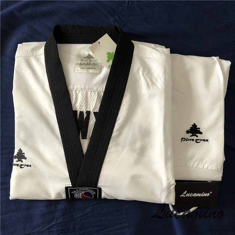 

Breathable Pine tree SANG MOO SA taekwondo doboks Original good quality light Taekwondo uniforms for summer use size 160cm-200cm
