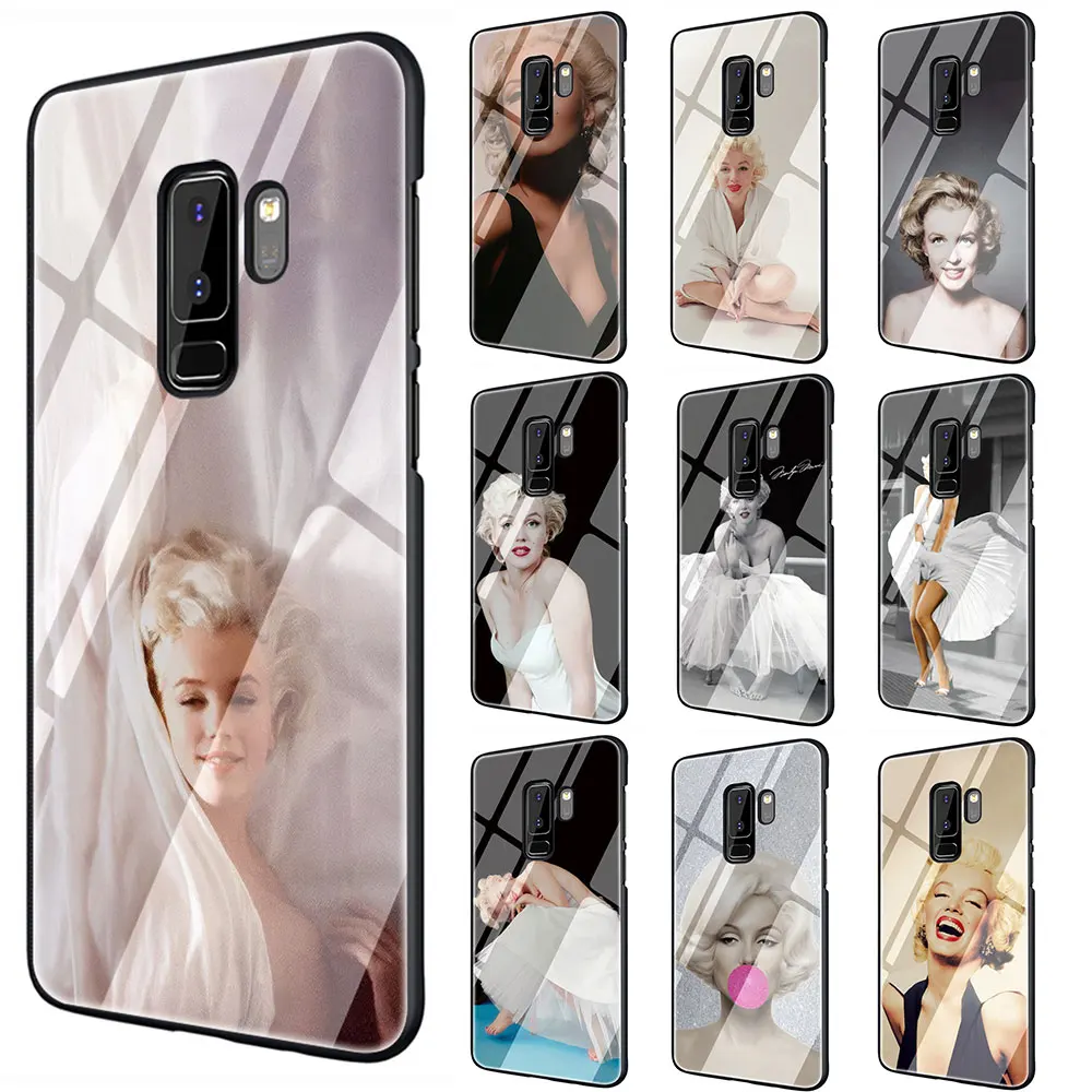 

Marilyn Monroe friend Lovely Tempered Glass TPU Black Cover Case for Galaxy S7 Edge S8 S9 S10 Plus Note 8 9 10 A10 20 30 40 50 60