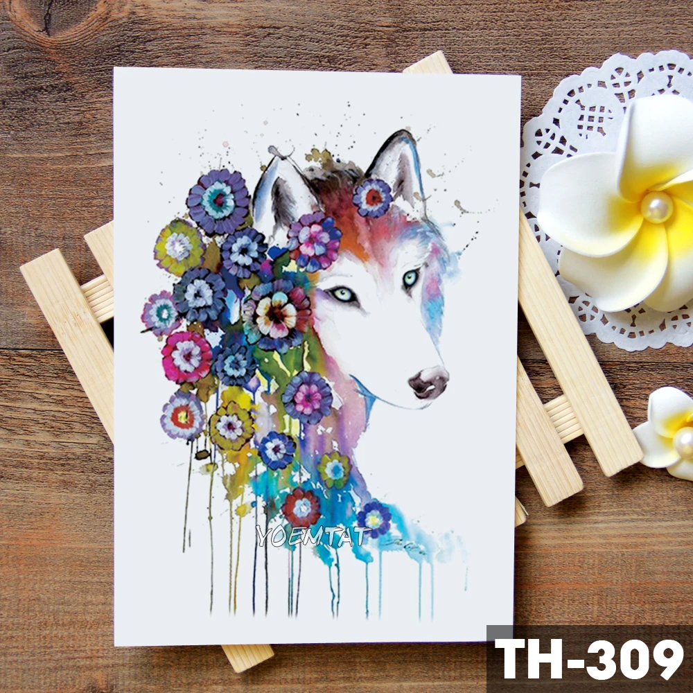 Unicorn Geometric Rose Fox Wolf Waterproof Temporary Tattoo Sticker Swan Elk Animals Flash Tattoos Body Art Fake tatoo
