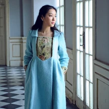 Линетт's chinoiseroy зимнее оригинальное дизайнерское женское винтажное толстое мохеровое шерстяное пальто