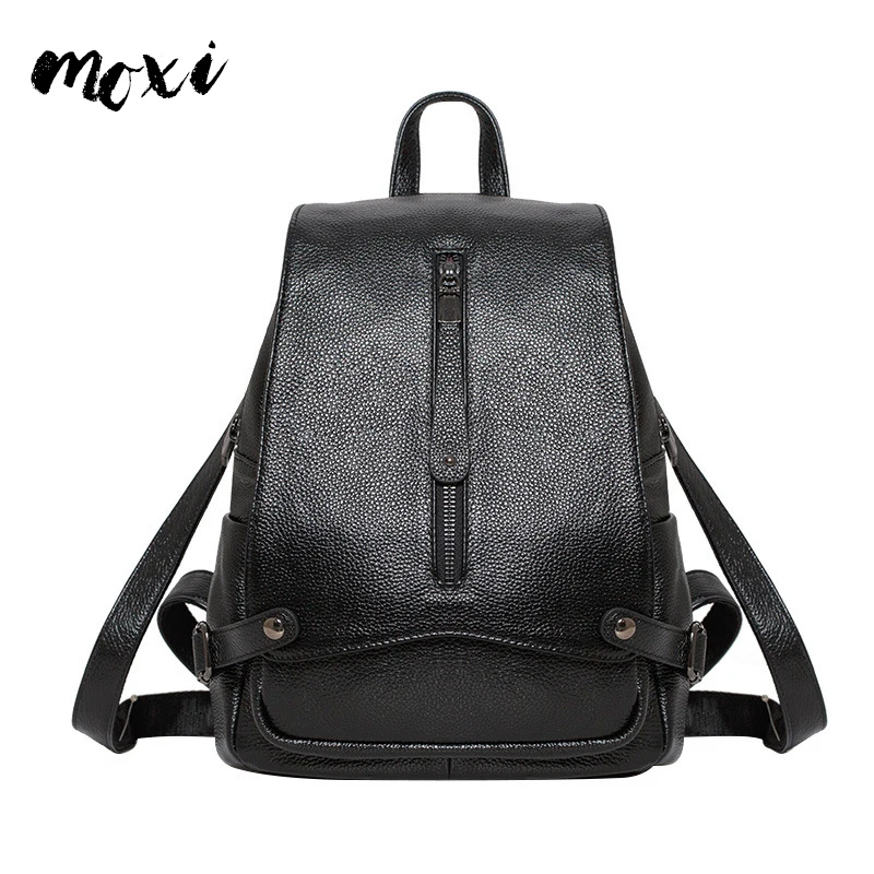 

MOXI Women Backpack Genuine Leather School Backpacks For Teenage Girls Real Cowskin Shoulder Bag Large Capacity Travel Bags Lady