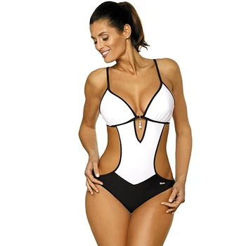 

sexy blast pure color conjoined bikini 2019 lady swimsuit leaking back swim suit big connected one piece swimwear women