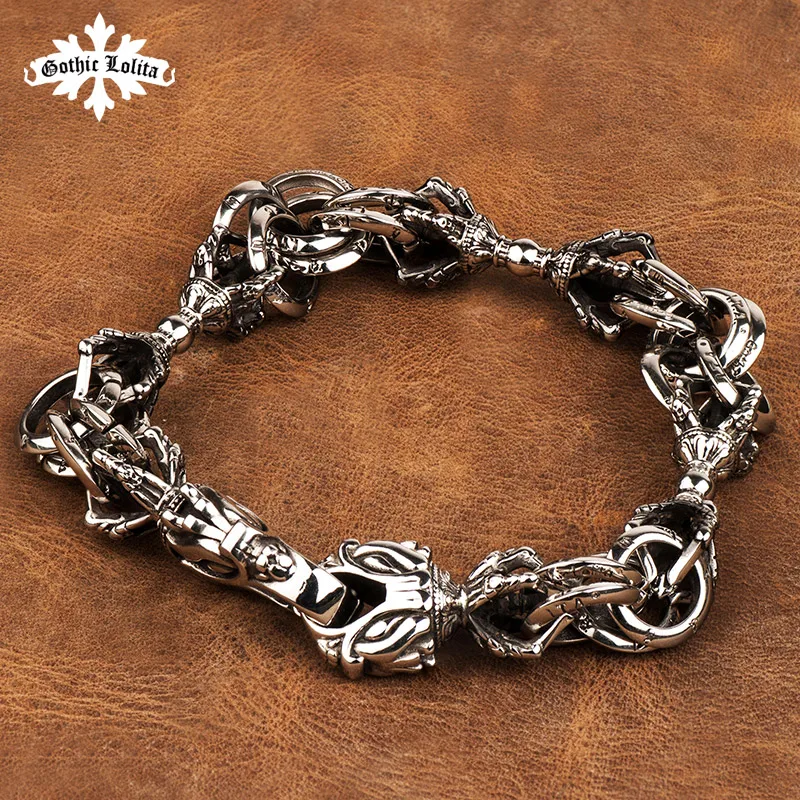 Буддизм Ваджра нержавеющая сталь для мужчин голова дракона манжеты браслеты mygrillz