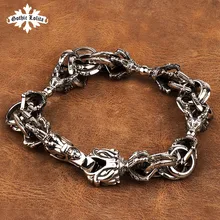 Буддизм Ваджра нержавеющая сталь для мужчин голова дракона манжеты браслеты mygrillz