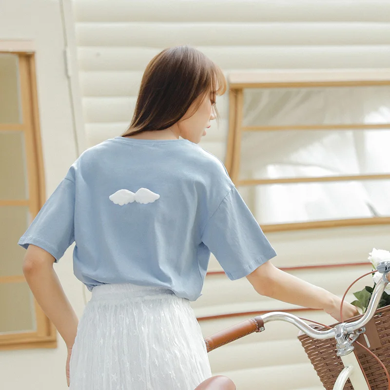 

spring bts tshirt 2019 summer harajuku kawaii korean clothes fashion vintage sweet print letter love wings friends t shirt women