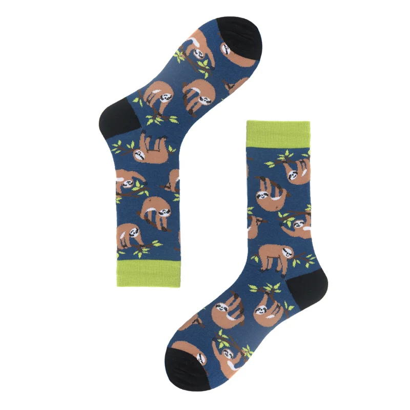 COCOTEKK большого размера разноцветный чёсаный хлопок Мужские носки забавные животные Новинка платье носки для мужчин Happy Harajuku носки для Рождественский подарок