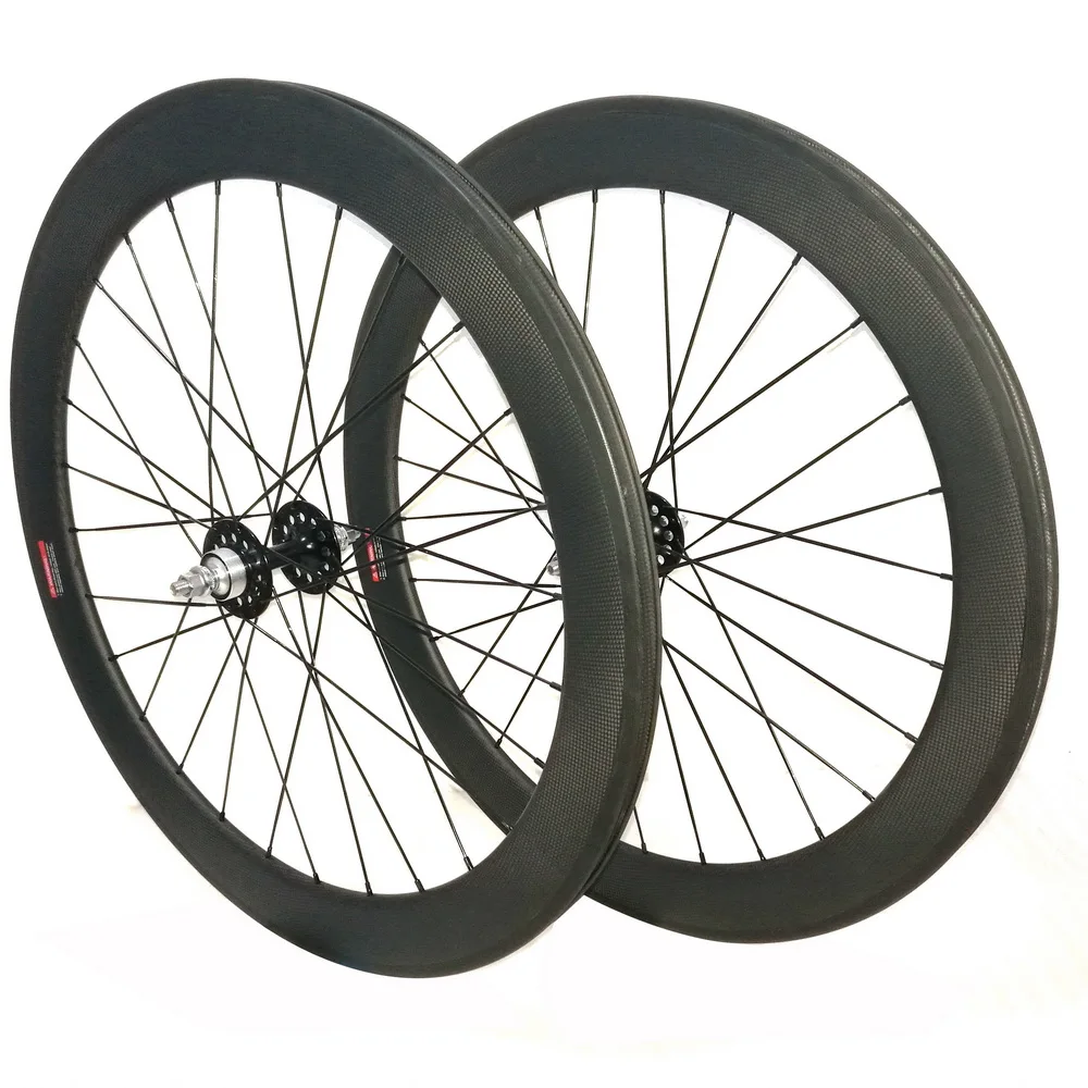 Flash Deal 700c Carbon track wheels fixed gear carbon wheelset 60mm clincher single speed bike wheels fixie carbon wheelset 1