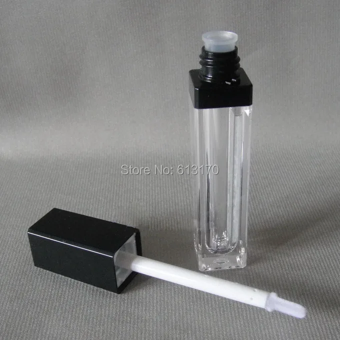 8 мл блеск для губ тюбики DIY бальзам в бутылке с зеркалом, черный колпачок, Квадратный Контейнер для упаковки губной помады, пустой 50 шт./лот