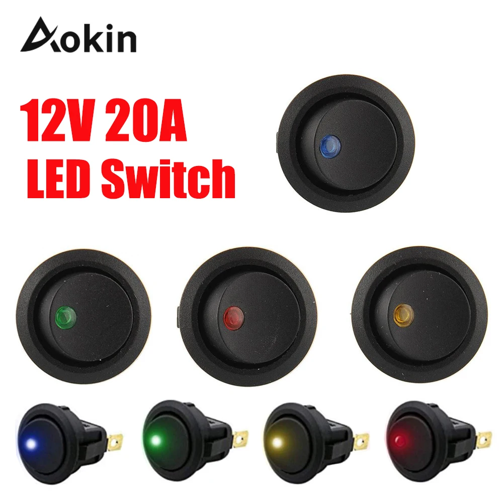 

LED Switch 3 pins ON-OFF Rocker Switch 12V 20A led rocker switch Led Dot Light LED illuminated Car Dashboard Dash Boat Toggle