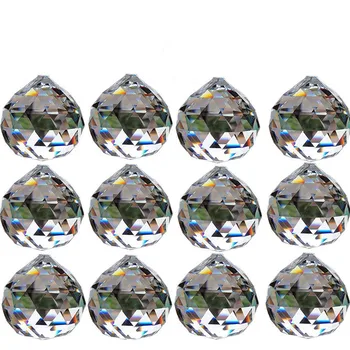 

12pcs 30mm Clear Crystal Ball Prisms Pendant Feng Shui Suncatcher Decorating Hanging Faceted Prism Balls For Home Wedding Decor