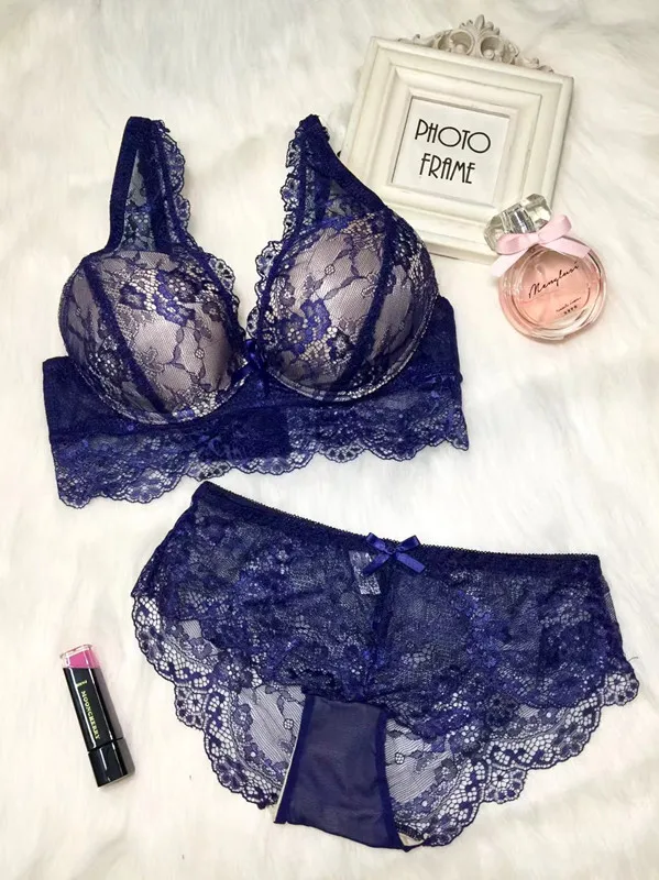 blue Сексуальное нижнее белье, cueca lenceria, сексуальное,, sous vetement femme, женское нижнее белье, бюстгальтер пуш-ап, кружевной бюстгальтер, набор, сексуальное, эротическое, Интимо - Цвет: blue