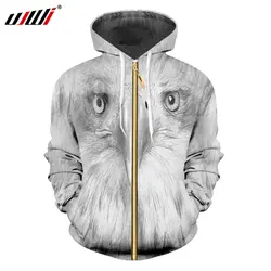 UJWI креативное пальто на молнии с 3D-принтом, с острым животным узором, мужская повседневная толстовка на молнии, большой размер 5XL