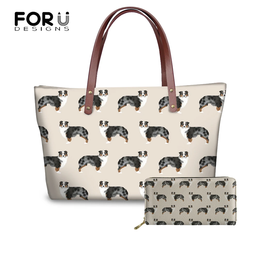 

FORUDESIGNS Bags for Women 2019 Australian Shepherd Pattern Shoulder Bags Girls Summer Tote Animal Bags Female Messenger Bags