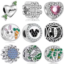 Venta caliente cristal esmalte flecha conejo hojas Luna árbol corazón cuenta Fit Pandora dijes pulseras collares para mujeres DIY joyería(China)