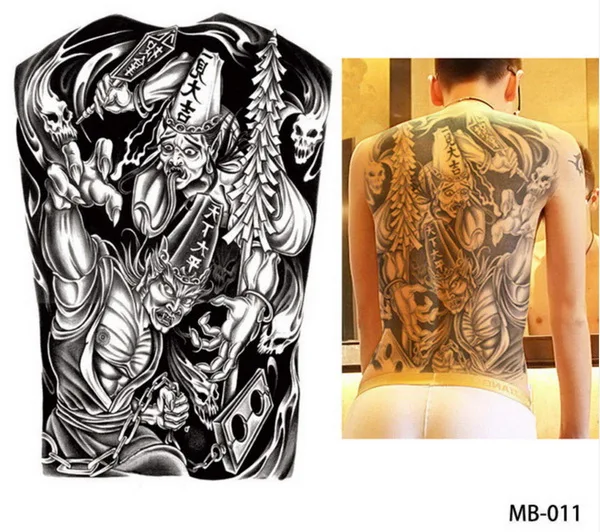Супер большая полная спина Грудь татуировки наклейки рыба Волк тигр дракон Будда водонепроницаемые временные флэш-татуировки крутые для мужчин и женщин - Цвет: MB 0011