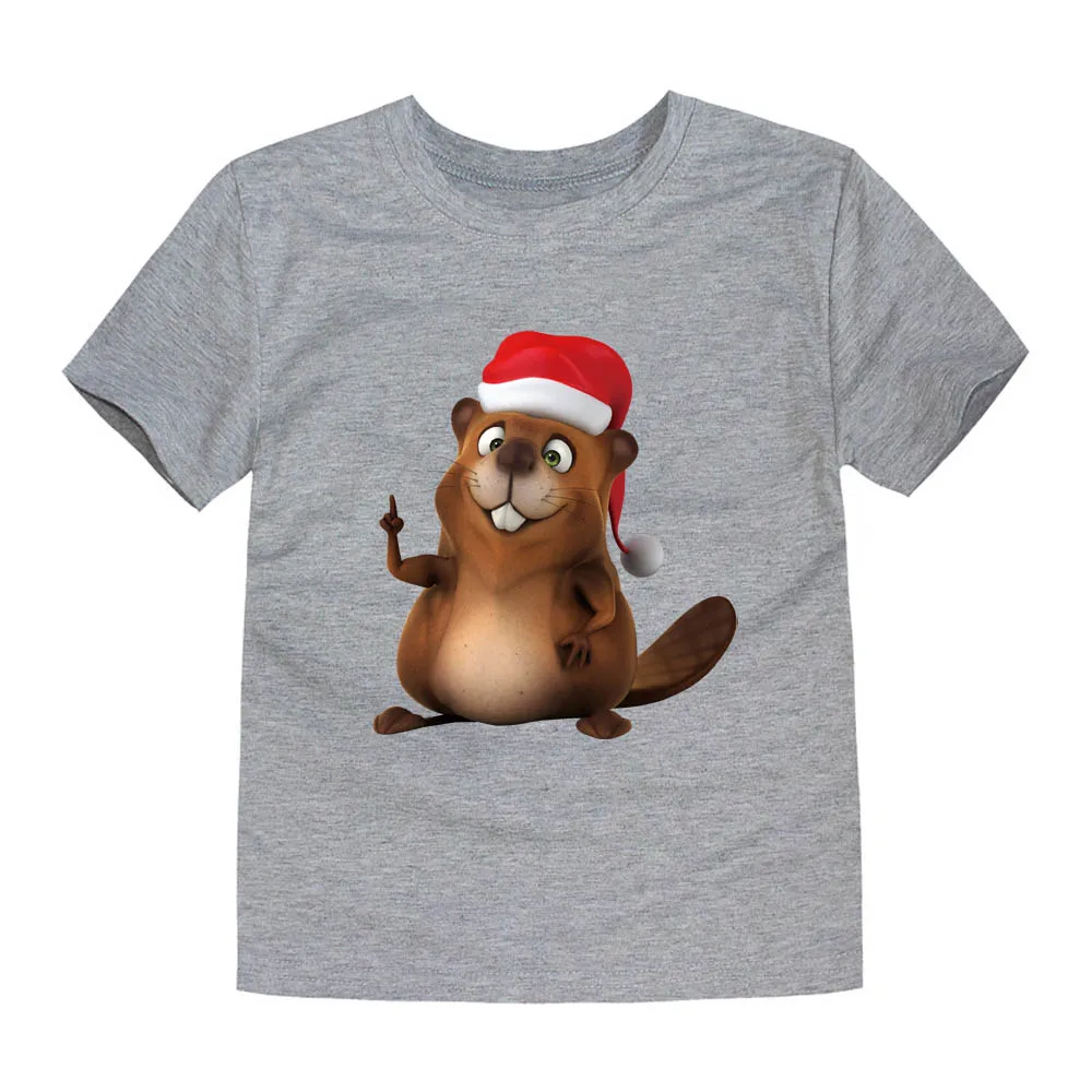 Летние Рождественские футболки для мальчиков и девочек; Детские хлопковые рождественские футболки с 3D-принтом «Санта-Маус»; топы для маленьких девочек - Цвет: TTTD9