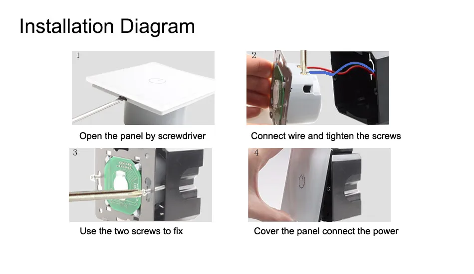 Модуль Сенсорного переключателя RainBo-DIY-части 2gy-2way настенный выключатель EU-пульт дистанционного управления Сенсорный Экран Настенный светильник-переключатели 110~ 250V 5A-A924