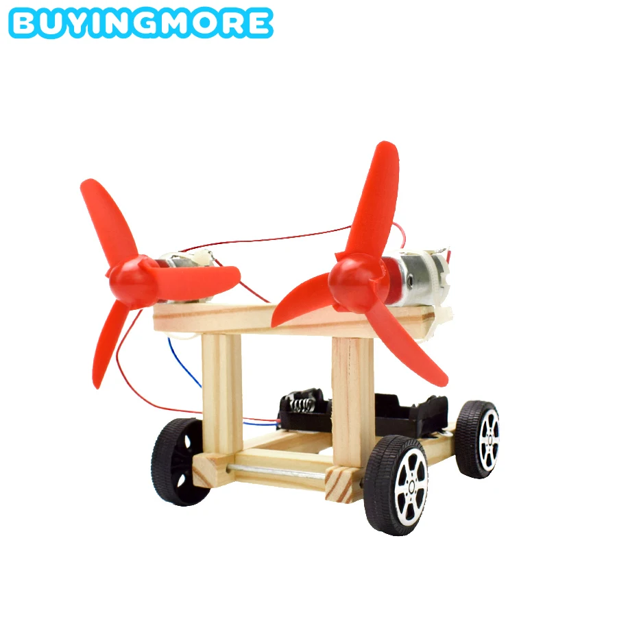 

Two-Wing Wind Power Electric Racing Model Kit Toys Physical Science Experiment Handmade Assembly Creative DIY Toy Gifts for Kids