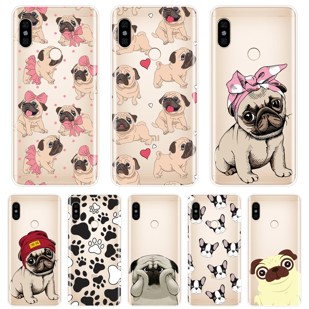 

Back Cover For Xiaomi Redmi Note 4 4X 5 5A 6 Pro Prime Pocophone F1 Redmi S2 6A 5 Plus 4A Soft Silicone Pug Bulldog Phone Case