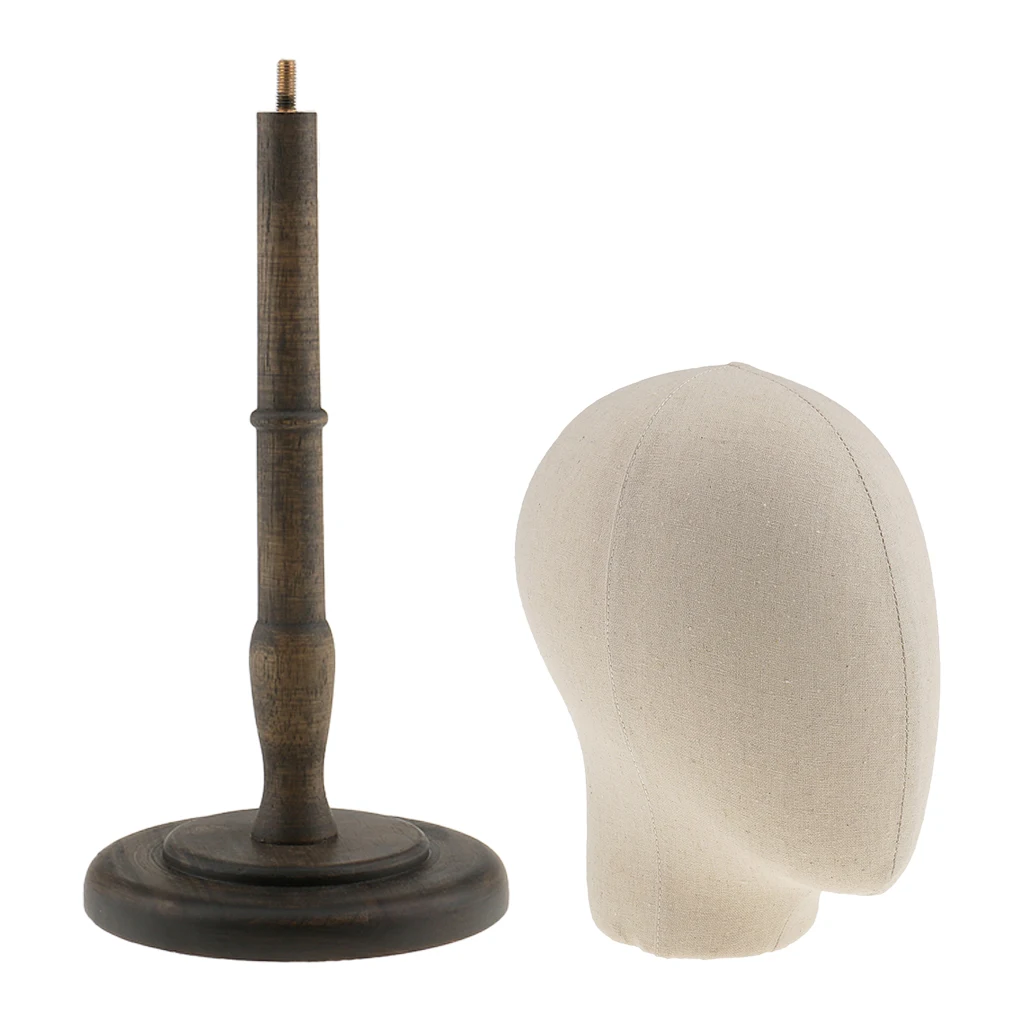 21' Canvas Block Mannequin Head Wig Hat Making Glasses Display Holder Stand for Wedding Event Party Decoration Supplies Gift