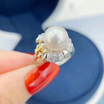 

925 Silver Adjustable Ring Settings Findings Mountings Parts for Oyster Edison Pearl Coral Jade Beads Stones