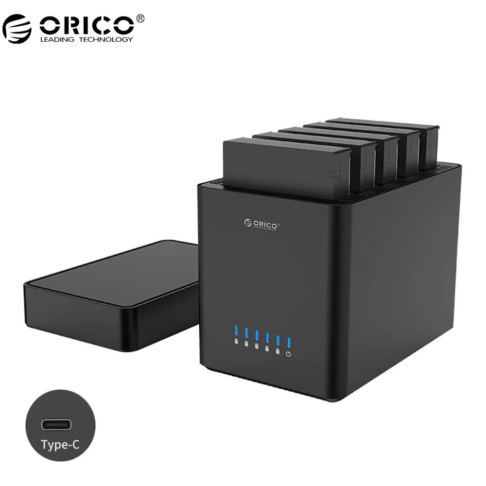 Goede ORICO 5 Bay Magnetische type 3.5 Inch Type C Harde Schijf Behuizing ondersteuning 50 TB Max 5 Gbps UASP 12V8A Adapter Tool Gratis HDD behuizing