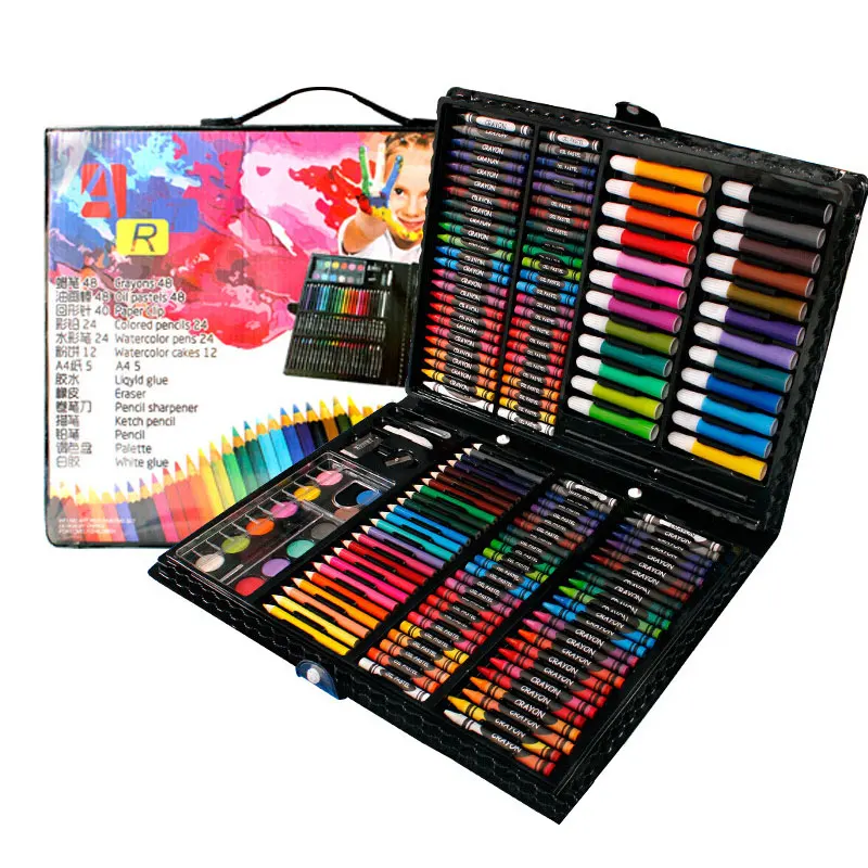 

208pcs Drawing Gift Set Art Marker Watercolor Brush Pen Crayon Palette For Kids Gift Box Art Painting Supplies