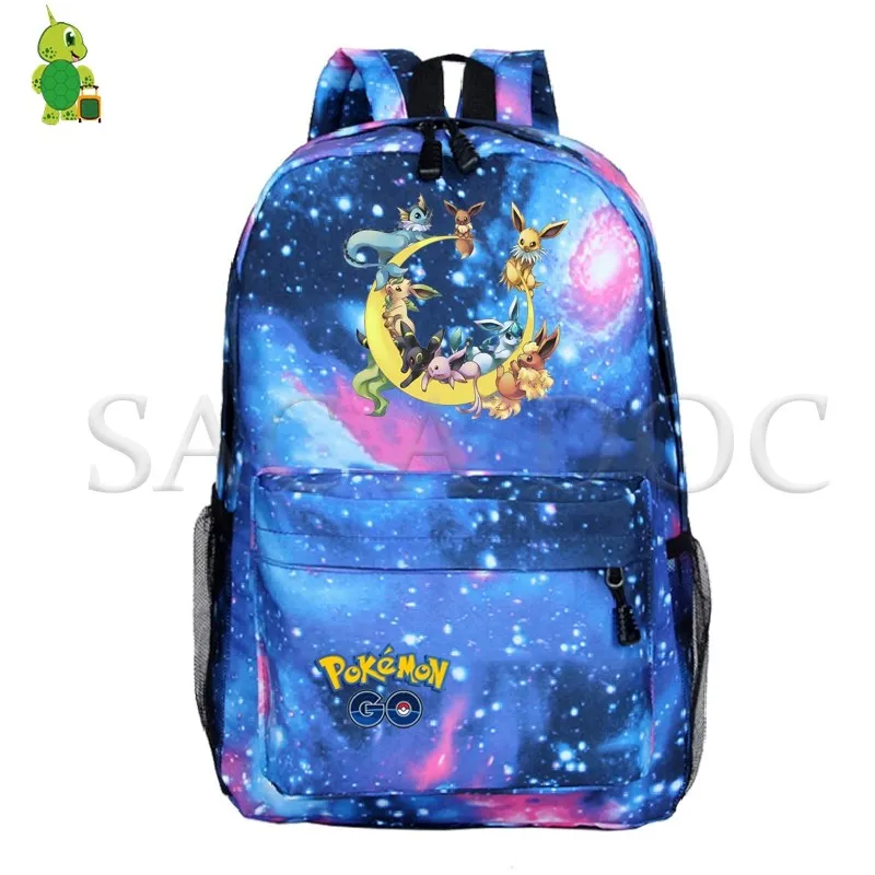 Pokemon сумка Mochila для женщин и мужчин Pikachu Eevee рюкзак Galaxy Space школьные сумки для подростков повседневные дорожные рюкзаки для ноутбука