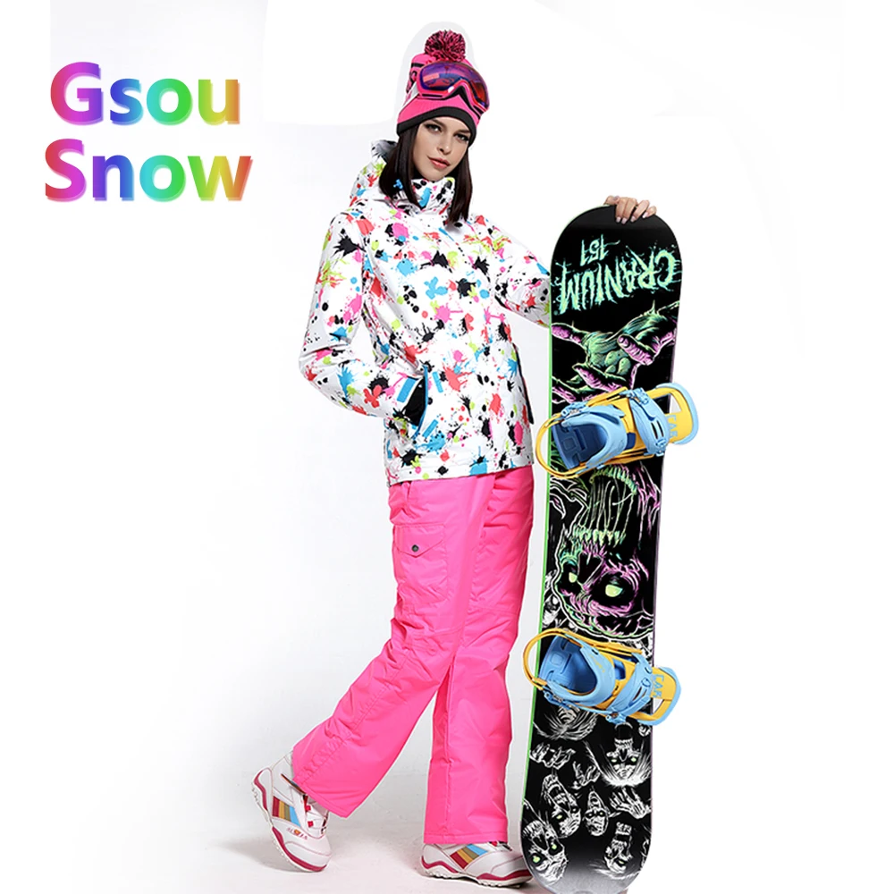 Gsou Sonw Outdoor Sports Winter Women's Skiing Clothing Snowboarding Sets Warmer Ski Jackets Waterproof Ski Pants Suits