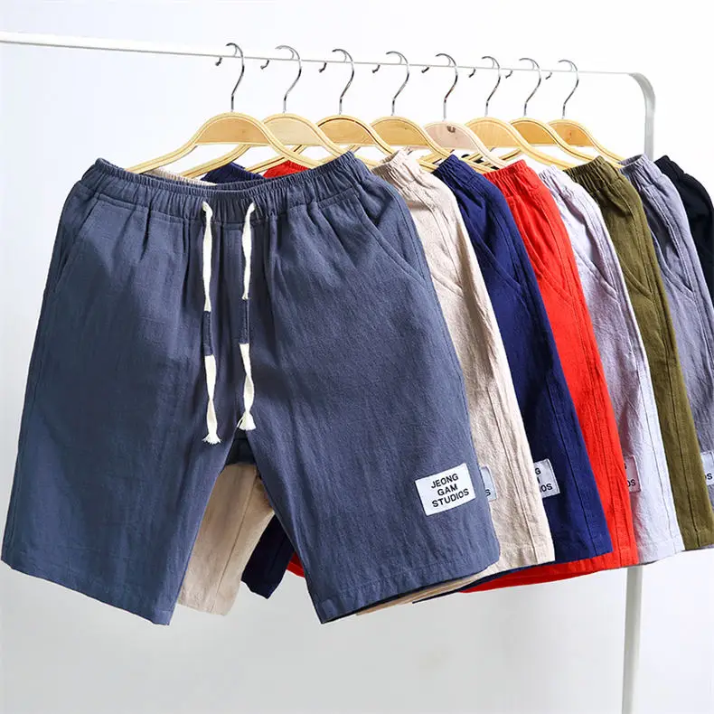 8Colors MuLs Summer Men Shorts 2018 Quality Cotton Linen Shorts Men Elastic Waist Breathable Male Shorts Knee Length Breechcloth-0