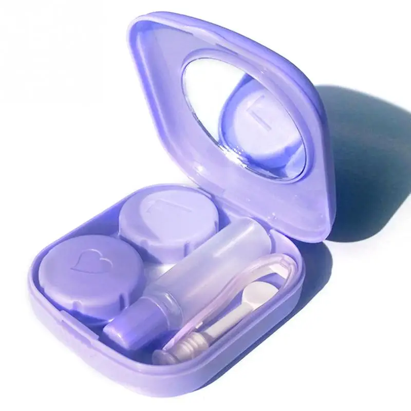 Портативный набор мини-коробок для контактных линз с коробкой Пинцет палочка для жидких Бутылок винт-Топ чехол для контактных линз аксессуары для очков#05 - Цвет: Purple