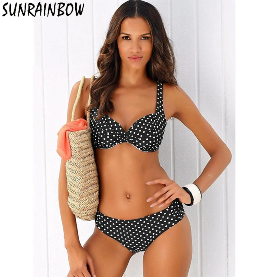 

SUNRAINBOW Push Up 2019 New Sexy Halter Top Bikinis Women Swimwear Female Swimsuit Bikini Set Beachwear Bathing Suits Biquini