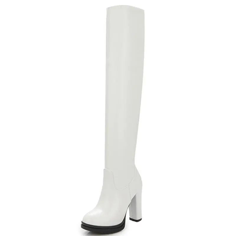 

winter Fashion sexy over the knee boots Senior PU In the breathable cloth with soft nap Thick High square heels size 33-43 T2406