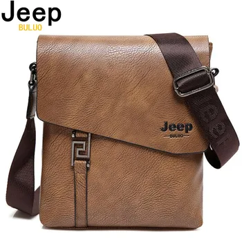 

JEEP BULUO Fashion Men Bags Waterproof Cow Split Leather Messenger Bag Business Briefcase Crossbody Bags Male Shoulder Bag 5846