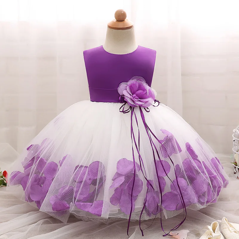 Baby Dresses Girls Sleeveless Wedding Party Infant Baby Petal Dresses for Toddler Girl Birthday Baptism Clothes Baby Dress