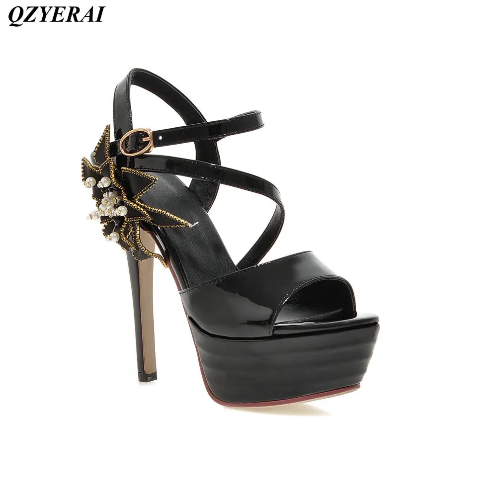 

QZYERAI summer of 2018 the new summer stilettos are made of women's sandals single shoes fish-mouth flowers and women's shoes
