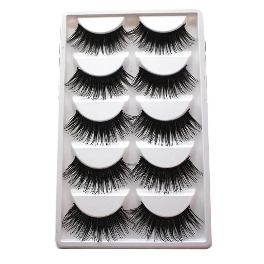 

5Pairs/Box Soft Charming Extra Long Thick Cross Natural False Eyelashes Handmade Fake Eye Lashes Makeup Extension Tools