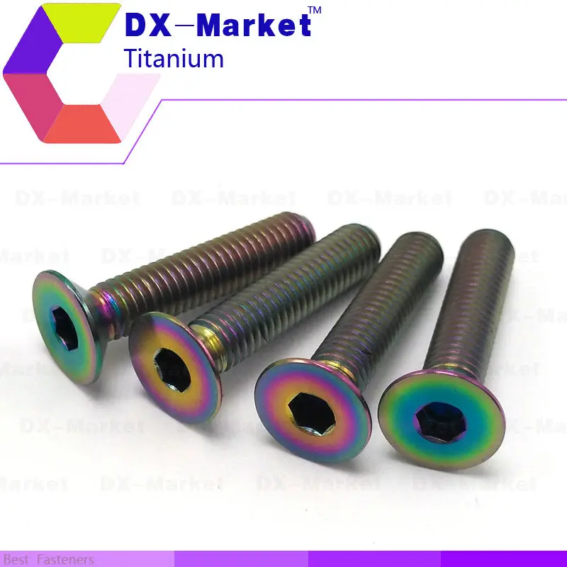m6*25 , 6pcs/set , AB color , m6 Titanium flat countersunk head cap