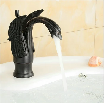 

2018 New Luxury Swan Shape Retro Black Bronze Finished antique Mixer Taps deck mounted single handle faucet B3216