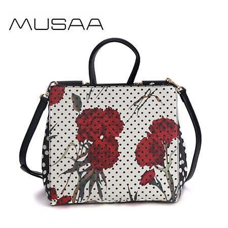 

MUSAA Women Flowers Printing Handbags for Girl PU Leather Fashion Female Multilayer Bag New Fresh Lady Shoulder bags