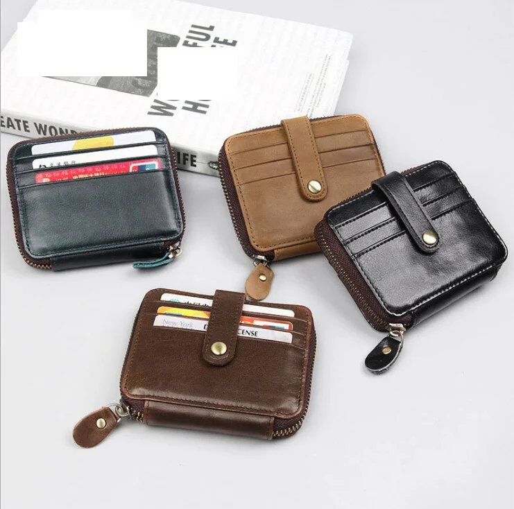 Card Holder Wallet Genuine Leather Money Wallets Man Women Mini Brand