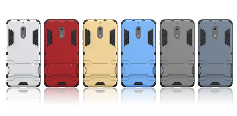 2 in 1 Hard PC+Soft Silicone TPU Rugged Rubber Kickstand Case For Nokia 6 Six Matte Armor Shockproof Phone Holder Cover Shell (2)