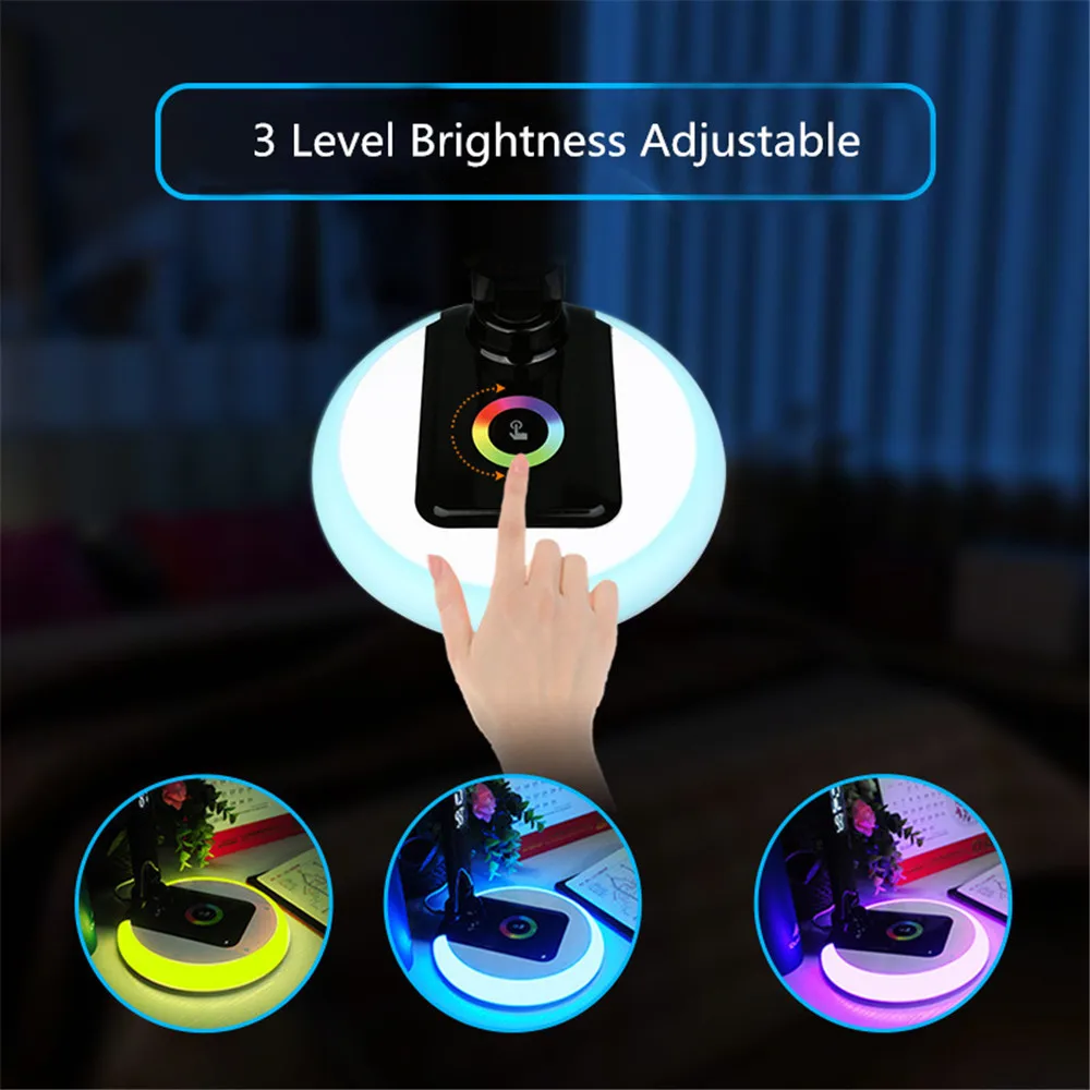 Kaufen Woodpow LED Schreibtisch Lampe RGB Nacht Licht Helligkeit Einstellbar Touch Tisch Lampen mit Kalender Alarm Uhr Nacht Lesen Lichter
