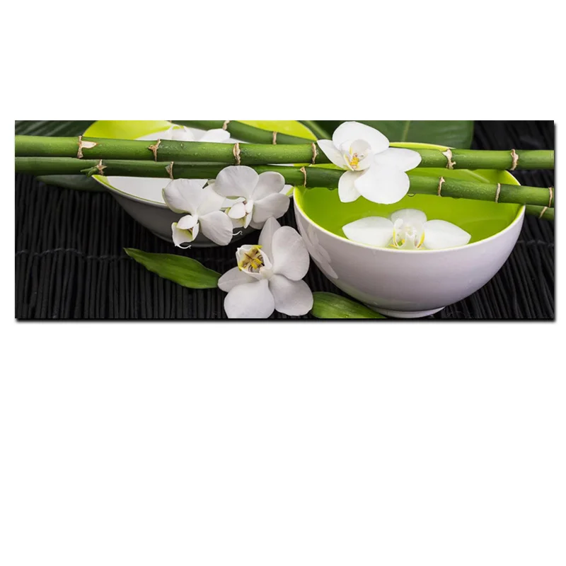 Цифровая HD Печать натюрморт бамбук Белая орхидея фэн шуй пейзаж картина маслом на холсте плакат Настенная картина для гостиной