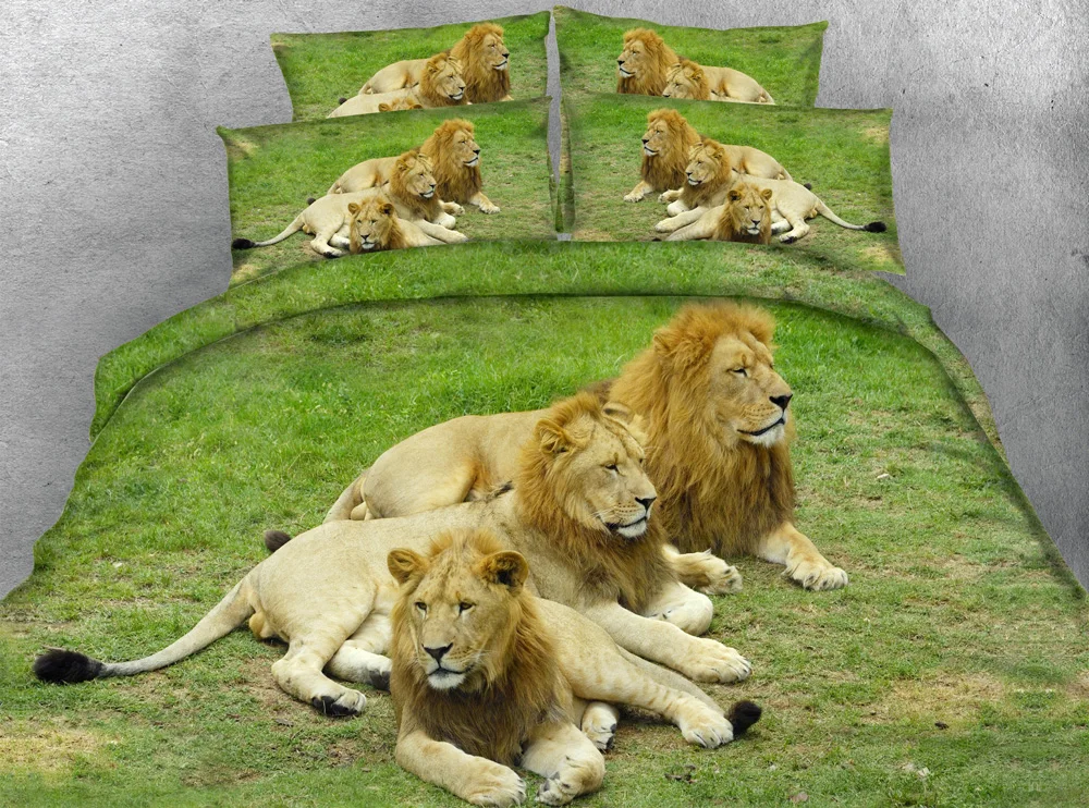 JF 099 King size Lions print wild duvet cover set Double housse de