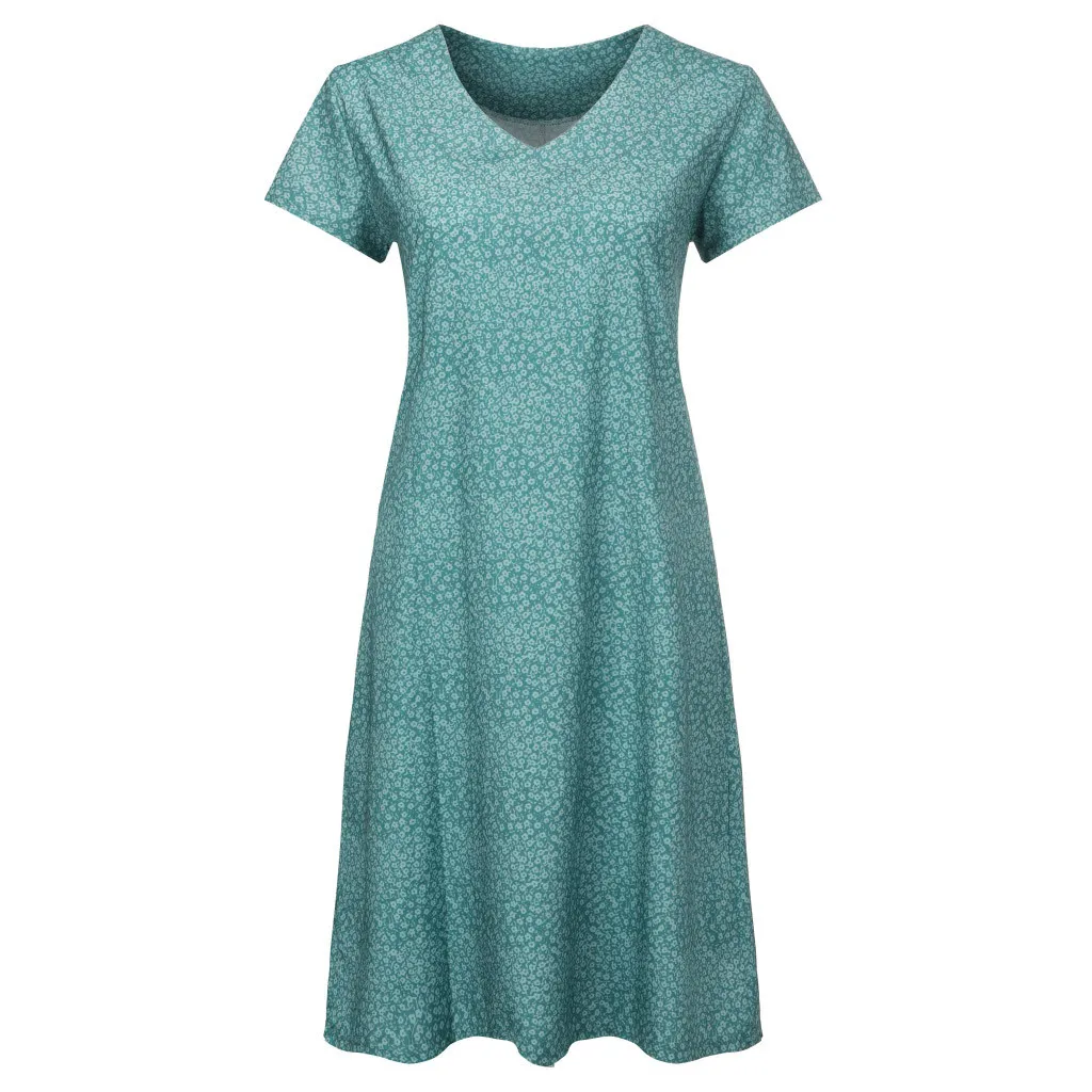 Женское повседневное летнее платье с цветочным принтом и v-образным вырезом, платье с коротким рукавом, мини-платья, женские вечерние и ночные пляжные платья, Новинка - Цвет: Sky Blue