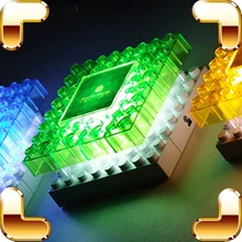 Brinquedos Blocos de Montar Quadro Da Foto do Presente Do Ano novo LED Luz Presente criativo DIY Decoração Cama Luzes Da Noite Brinquedo Casa Útil tijolos
