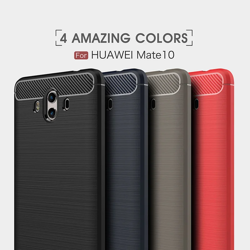 

1Pcs Luxury Mobile Phone Cases for Huawei Mate10 Silicone Drop Protection Gel carbon fiber Soft Shell