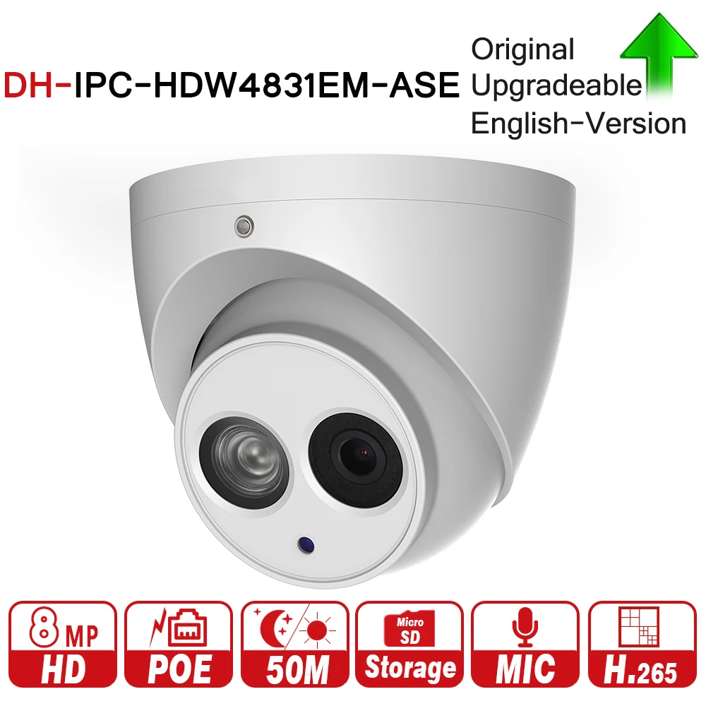 

Dahua IPC-HDW4831EM-ASE Original 8MP Dome IP Camera H.265 WDR With Mic 50m IR SD Card Slot POE DH-IPC-HDW4831EM-ASE