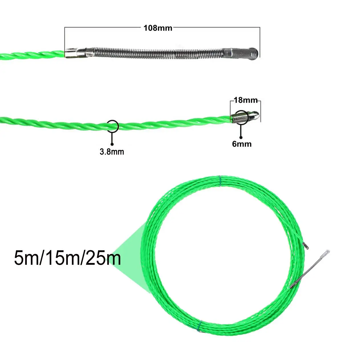 4 мм 5 м/15 м/25 м кабель из стекловолокна пуш-ап съемники канал змея роддер для протяжки проводов провода POM рыбы рисовать лента Электрический кабель Съемник